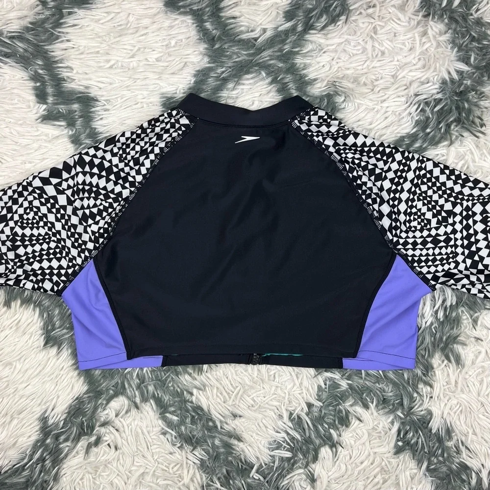 Speedo Girl's Crop Swim Cover Up Top Style 7722123 Size Large Long Sleeve